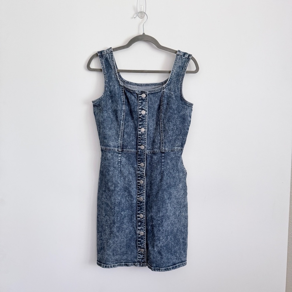 Vintage Jordache Sleeveless Button Up Acid Wash Denim Dress Size Small Y2K - Picture 1 of 13
